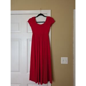 Valeria Red Ballerina Style Midi Dress- With Built In Leotard- Size Small- USA